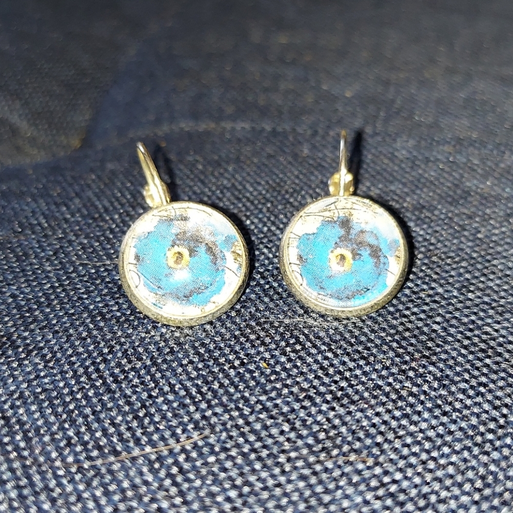 FLOWER BLUE EARRINGS - Picture 3 of 5